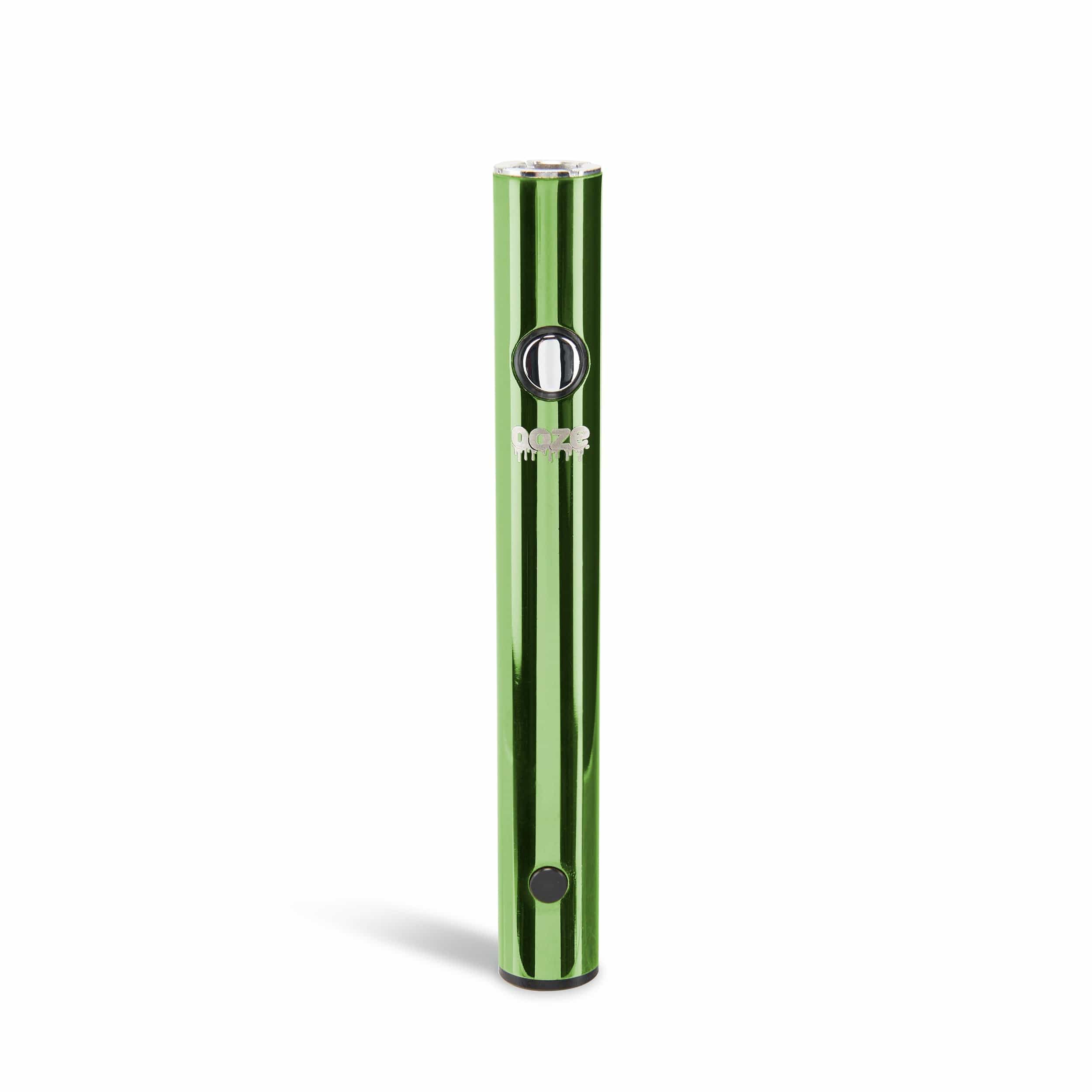 A sleek, front view of the Ooze Wink 290 mAh Vape Battery Flashlight, showing its metallic finish and simple cylindrical design.