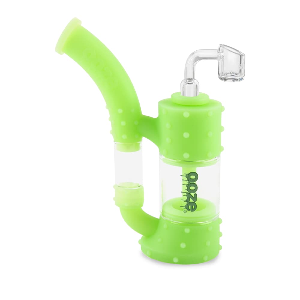 The Ooze Stack Pipe Silicone Bubbler is shown in a close-up, angled view against a plain white background.