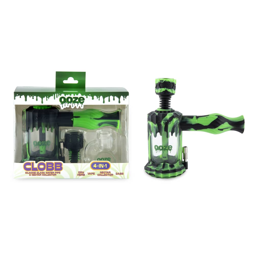 Front view of the Ooze Clobb Silicone Water Pipe and Dab Straw, showcasing its unique, textured design on a plain background.