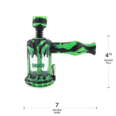 Front view of the Ooze Clobb Silicone Water Pipe and Dab Straw, displaying a green, textured design.