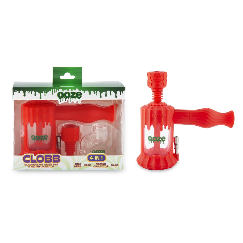 Front view of the Ooze Clobb Silicone Water Pipe and Dab Straw against a plain white background, highlighting its unique shape.