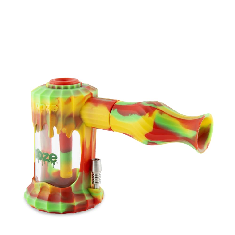 Front view of the Ooze Clobb Silicone Water Pipe and Dab Straw, showcasing its colorful, textured design against a plain white backdrop.