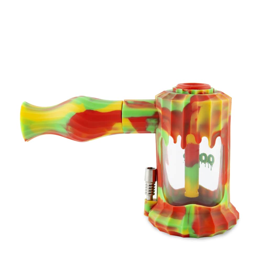 Front view of the Ooze Clobb Silicone Water Pipe and Dab Straw, showcasing the colorful, textured silicone design.