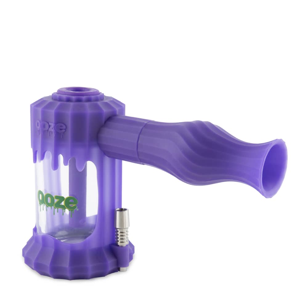 Front view of the Ooze Clobb Silicone Water Pipe and Dab Straw, a purple silicone pipe angled slightly to the left.