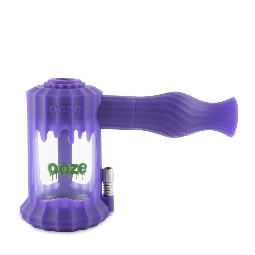 A front view of the Ooze Clobb Silicone Water Pipe and Dab Straw, displaying a purple, textured silicone design.