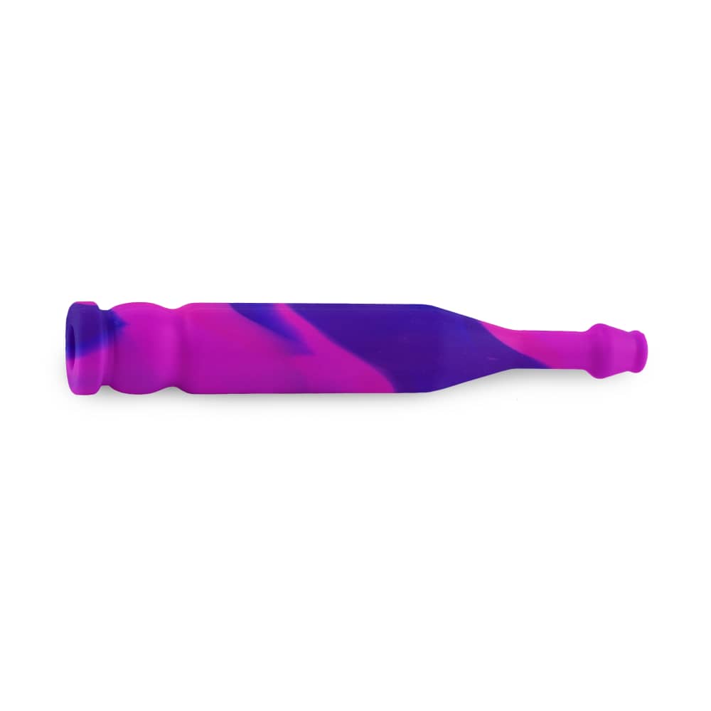 A close-up, angled view of the Ooze Slugger Silicone Dugout, showcasing its smooth, dark purple silicone construction.