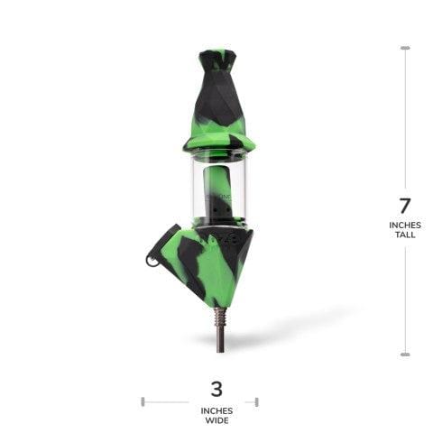 Front view of the Ooze Bectar Silicone Water Pipe and Concentrate Straw, showcasing its clear body and black silicone accents.
