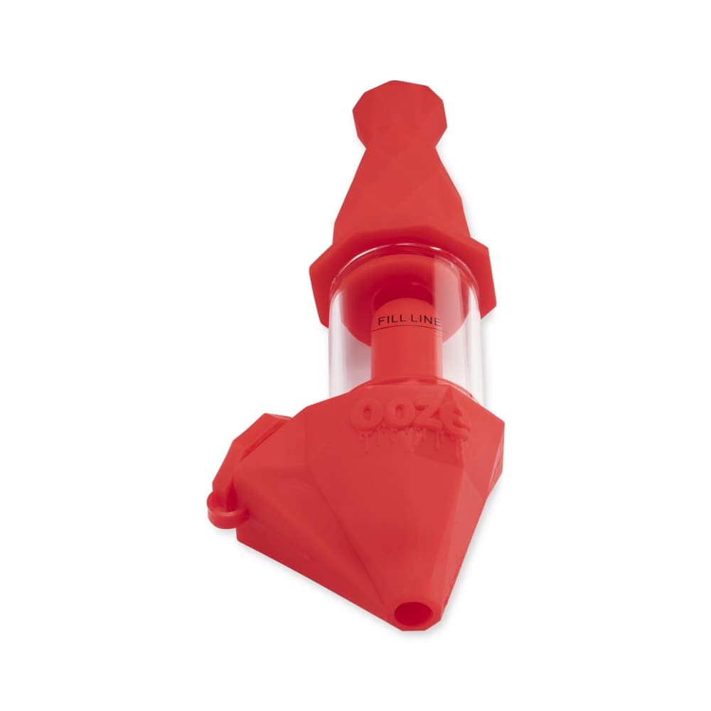 Front view of the Ooze Bectar Silicone Water Pipe and Concentrate Straw, highlighting the red silicone material and streamlined design.