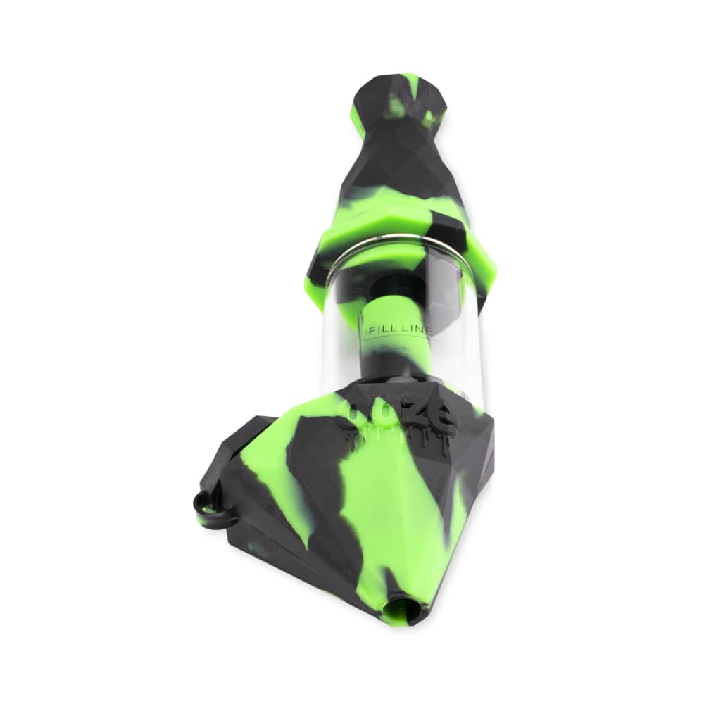 A close-up shows the Ooze Bectar Silicone Water Pipe and Concentrate Straw with a swirling green and black design.