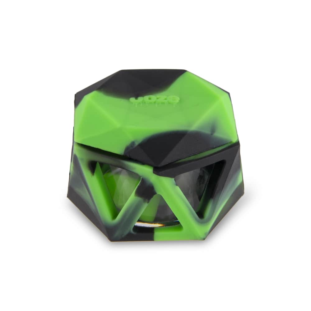 The Ooze Bectar Silicone Water Pipe and Concentrate Straw is shown in a close-up, angled view of the green silicone material.