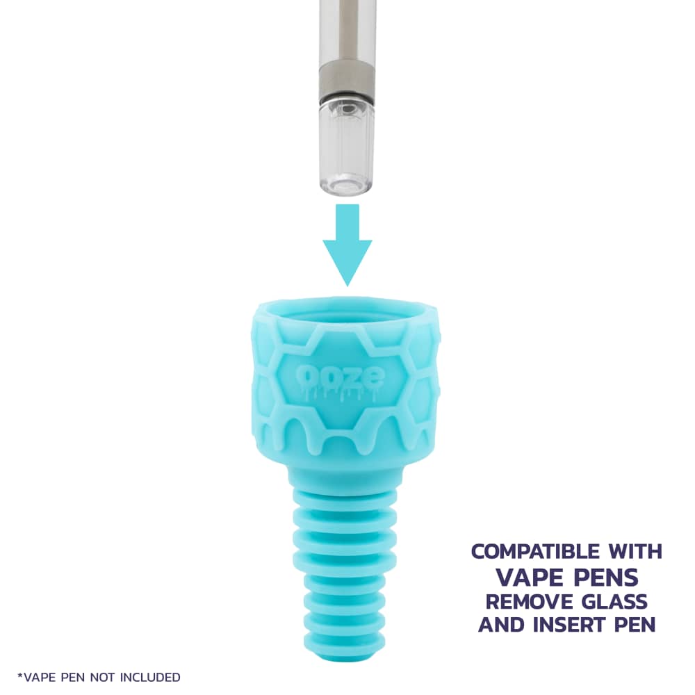 Close-up of the Ooze Echo Silicone Water Pipe, showing the translucent, textured material and connection point.