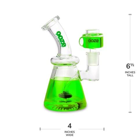 Front view of the Ooze Glyco Bong Glycerin Chilled Glass Water Pipe, showing its clear glass construction and unique shape.