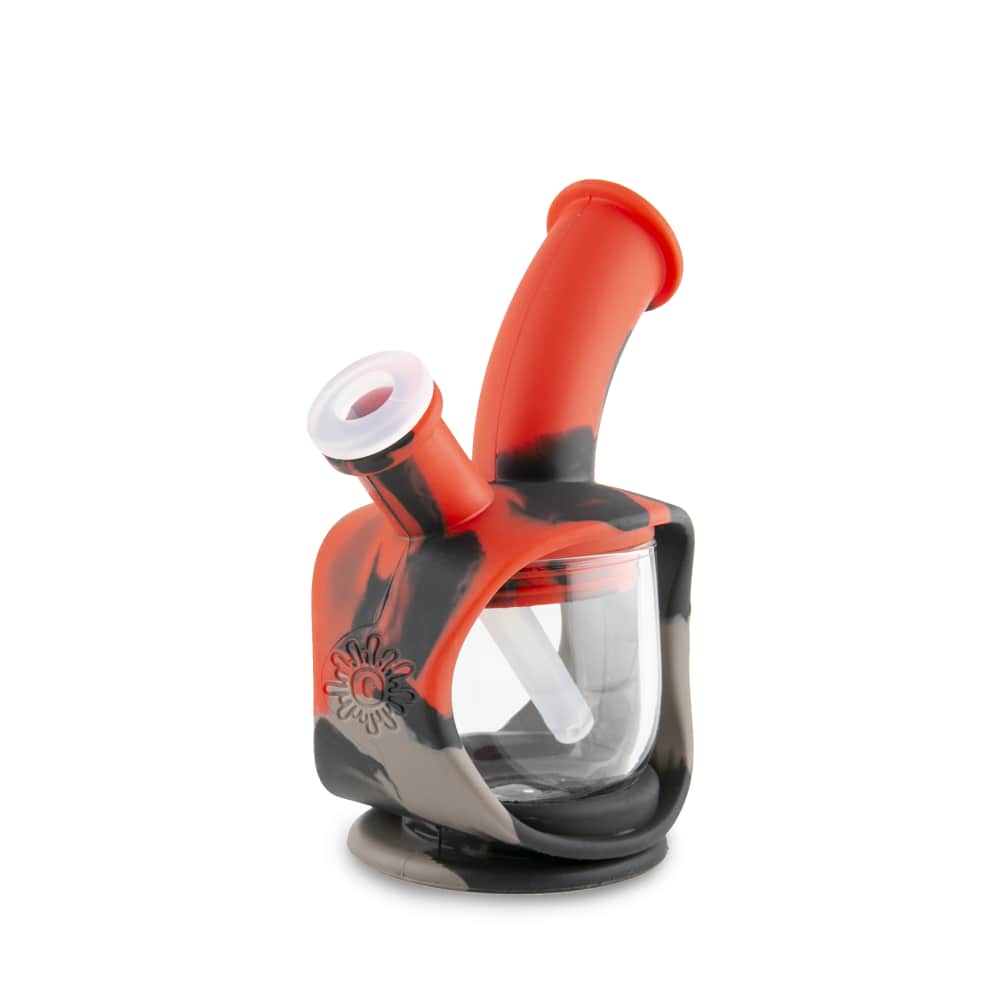 Front view of the Ooze Kettle Silicone Bubbler, showcasing its compact size and smooth, rounded form against a white background.