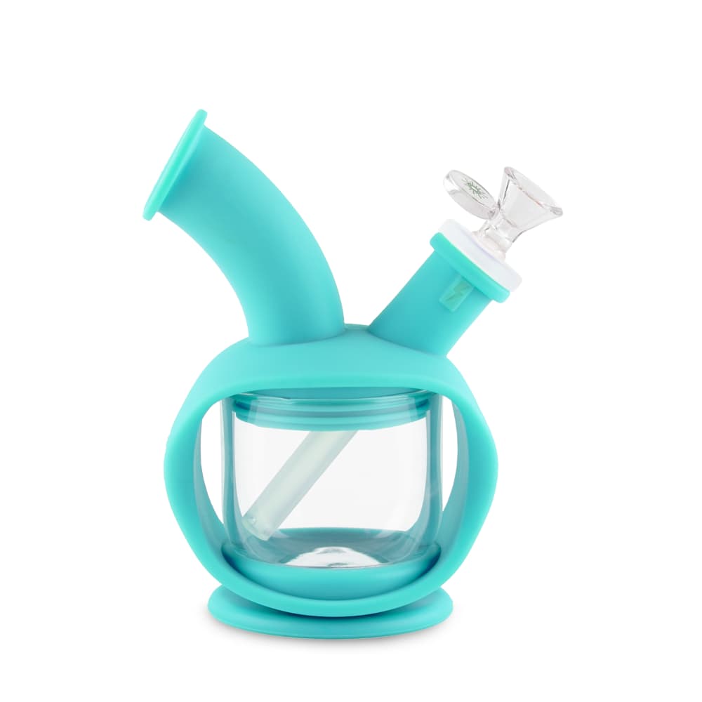 Front view of the Ooze Kettle Silicone Bubbler, a compact, translucent bubbler with a rounded shape and simple design.