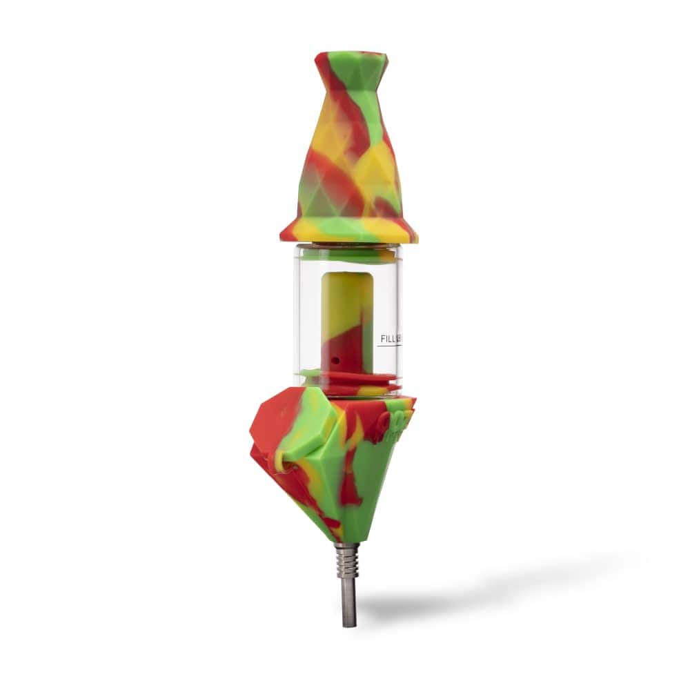 Front view of the Ooze Bectar Silicone Water Pipe and Concentrate Straw, showcasing its colorful, compact design.