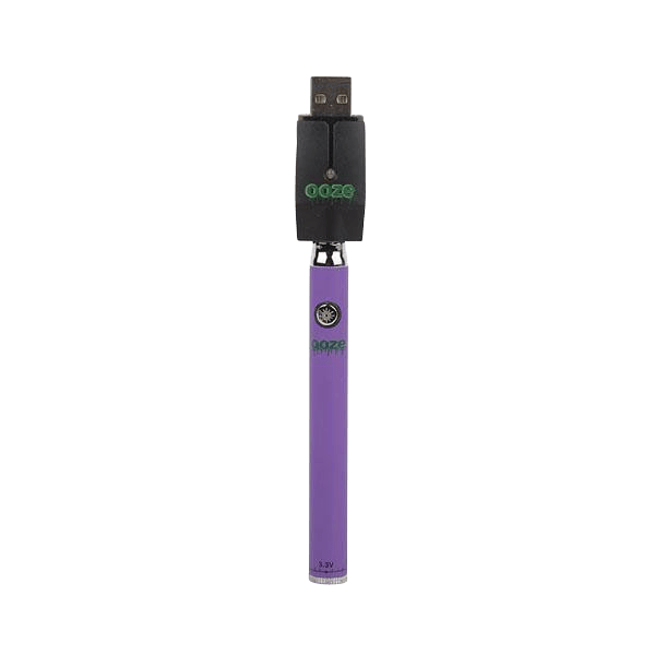 A front view of the Ooze Slim Twist Battery with Charger, showing the silver and black device against a plain white background.
