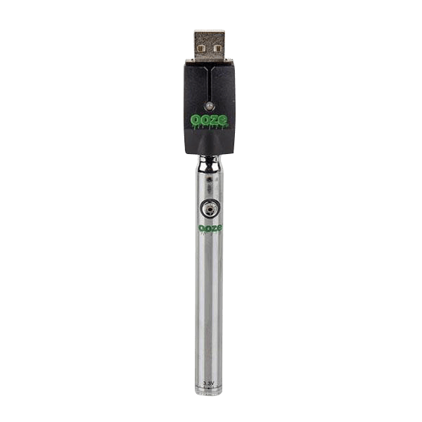 A close-up shot of the Ooze Slim Twist Battery with Charger, angled against a plain white background.