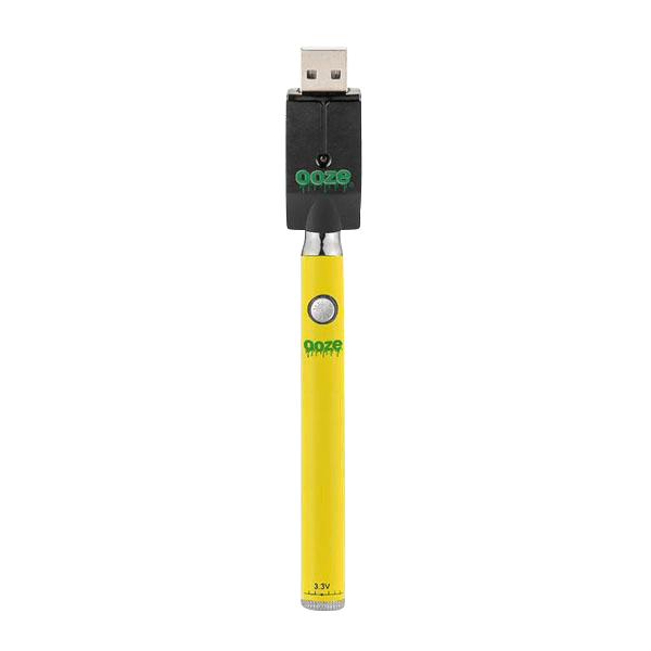 A close-up shot of the Ooze Slim Twist Battery with Charger, angled diagonally against a white background.