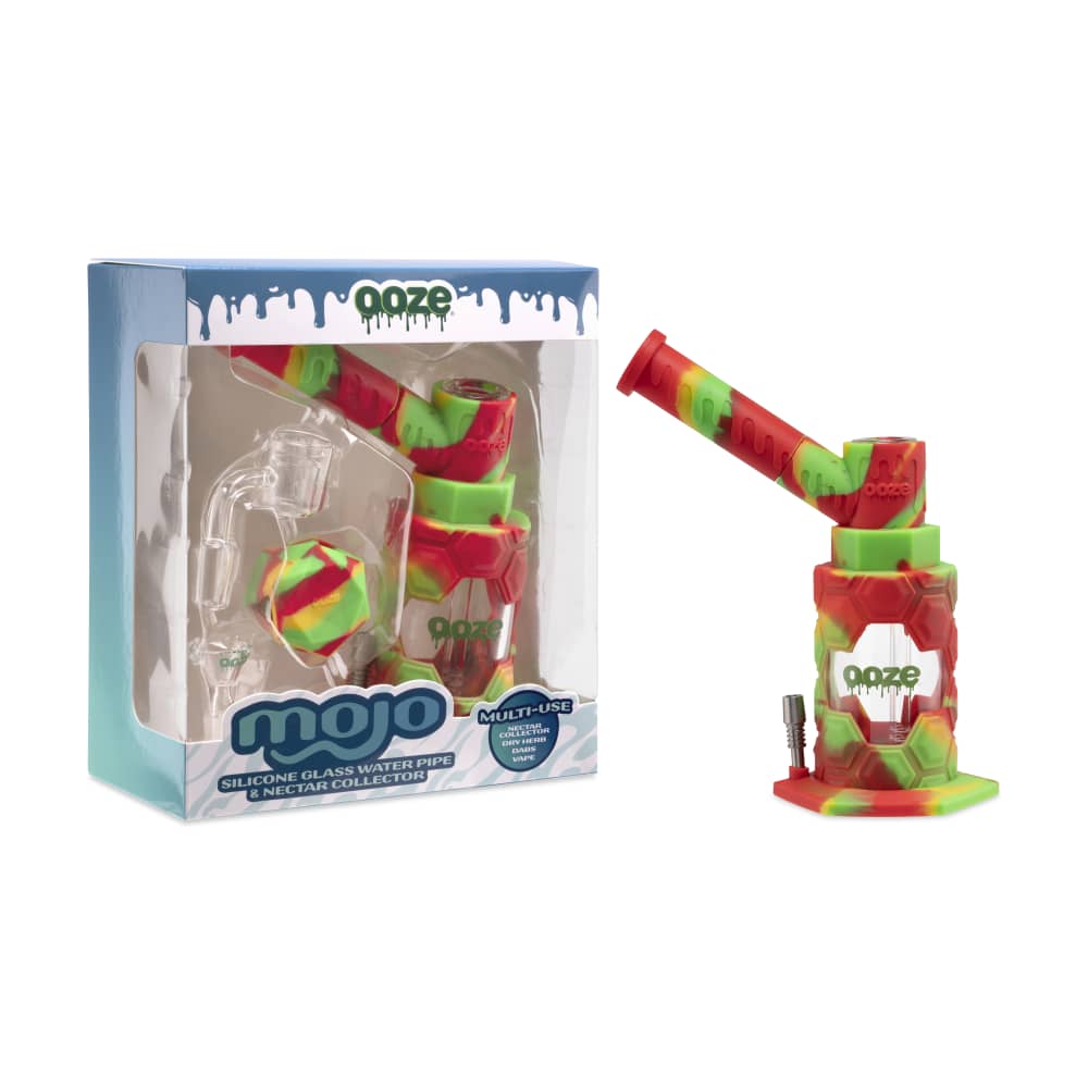 Ooze Silicone and Glass Rasta Ooze Mojo Silicone Water Pipe