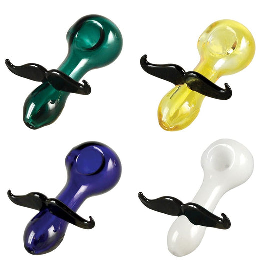 Gift Guru Hand Pipe Mustache Spoon Pipe - 4.25" / Colors Vary