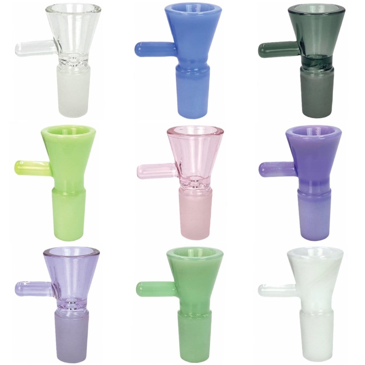 A close-up, angled view of the 14mm Bowls glass piece, displaying a clear, simple bowl design.