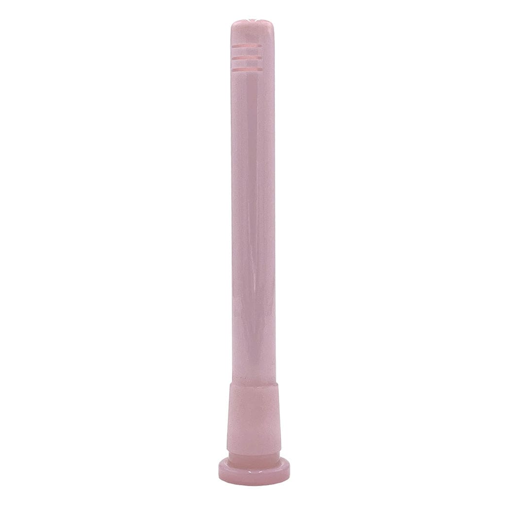 Straight vertical view of a pale slime-colored Prism Downstems piece centered against a white background, showing its smooth cylindrical shaft and notched top.
