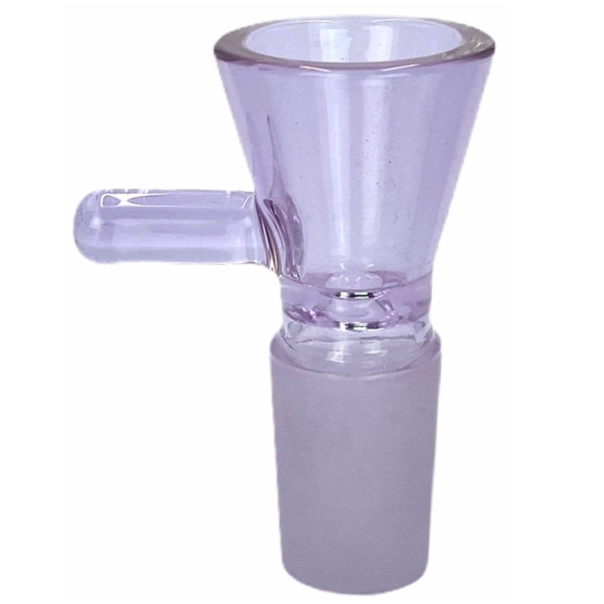 Close-up front view of the Prism 18mm Bowls in translucent key lime glass, showing the conical bowl, side handle, and frosted 18mm joint.