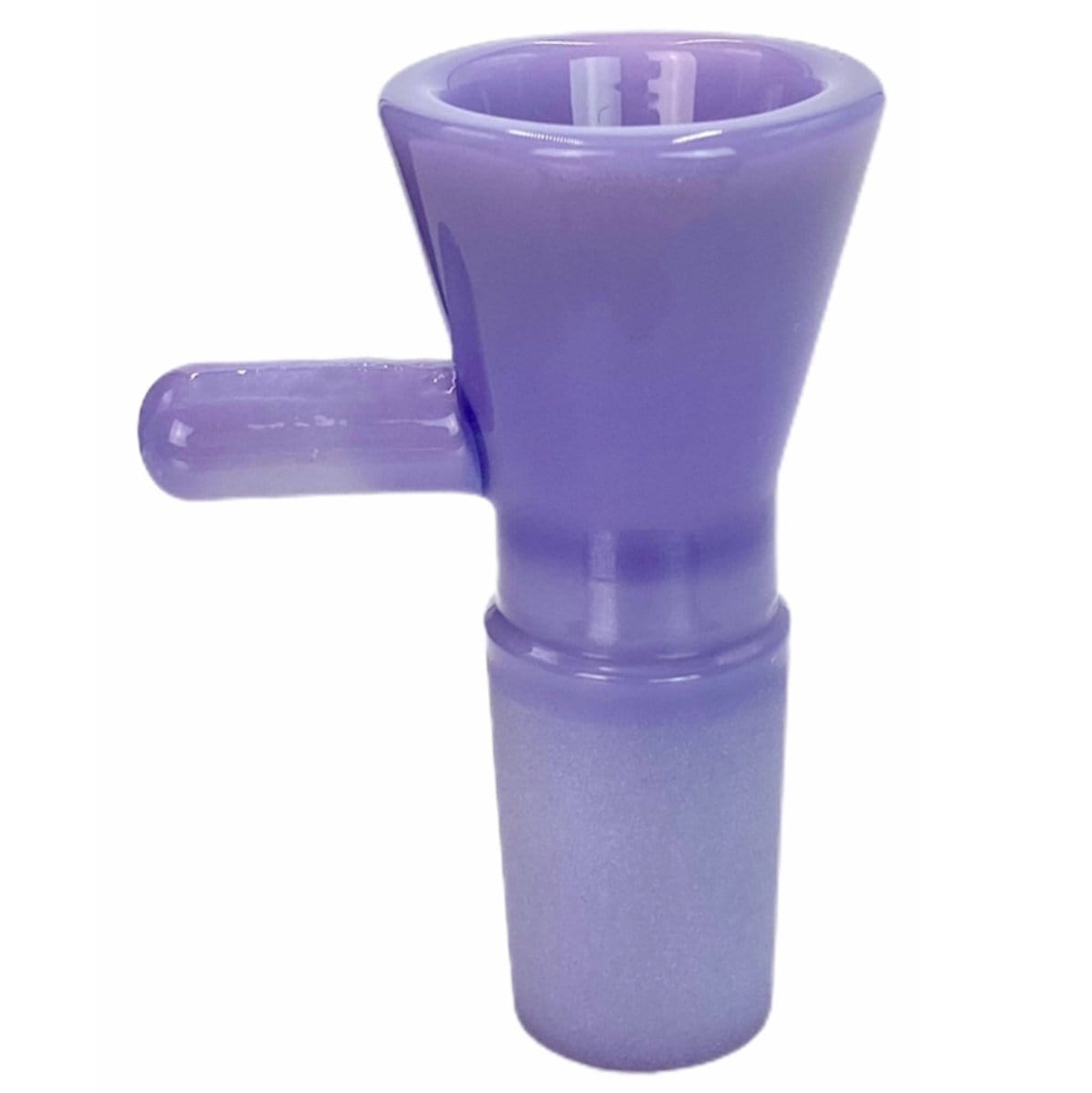 Close-up front view of the teal Prism 18mm Bowls piece showing its glossy, tapered bowl and short side handle against a plain white background.