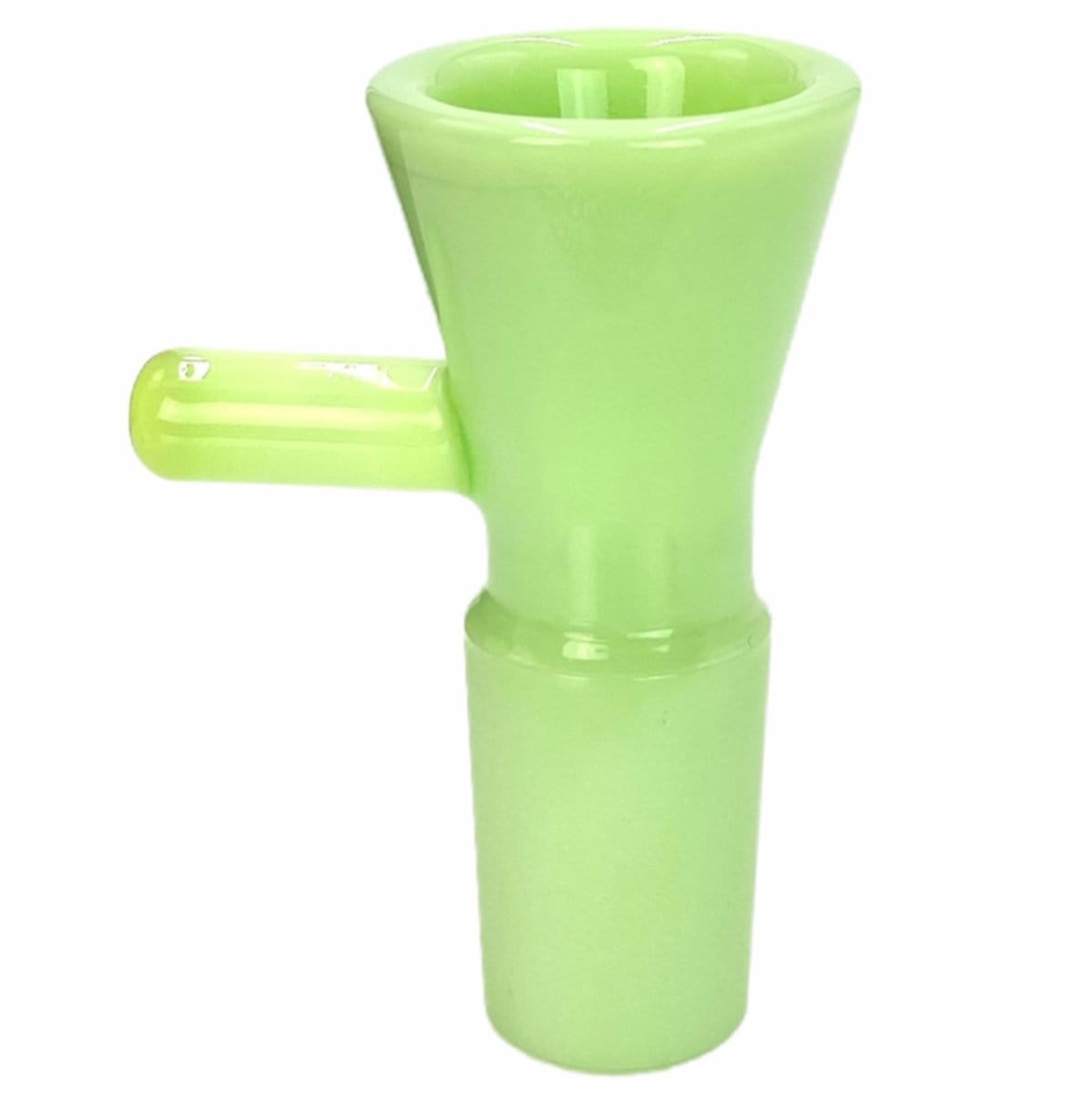 Close-up front view of the Prism 18mm Bowls in glossy midnight-green, showing the flared top, side handle, and tapered joint against a white background.
