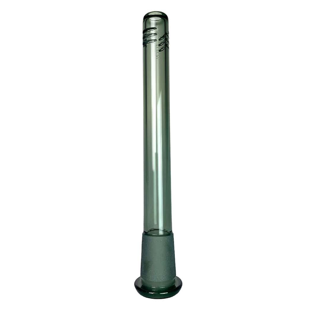 Single front view of the Prism Downstems Grape Taffy tube downstem standing upright on a white background.