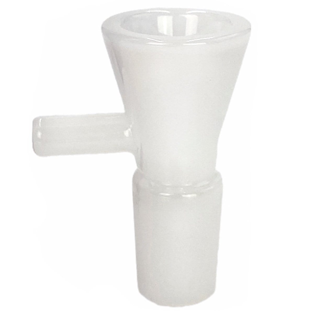 Close-up front view of a blueberry Prism 18mm Bowls glass bowl with a flared top and a short side handle against a white background
