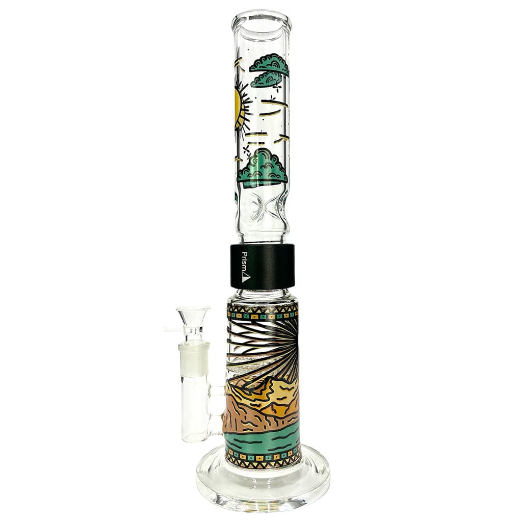 Tall front view of the Prism Desert Dream'N Big Honeycomb Single Stack showing colorful desert and sun artwork on clear glass against a white background