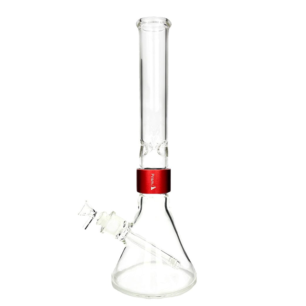 A front view of the CLEAR TALL BEAKER SINGLE STACK, showcasing its clear glass construction and simple, stacked design.