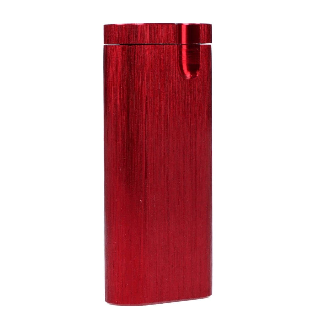 A sleek, metallic Aluminum Dugout is shown in a close-up, angled view against a neutral gray background.