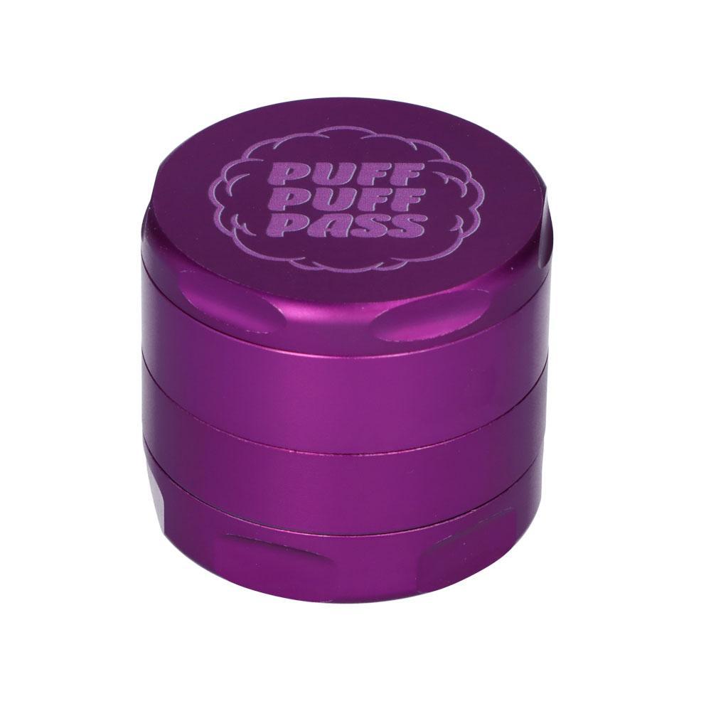 Front view of the Grandddaddy Purple 55mm 3-Stage Grinder, a metal grinder with a purple finish.