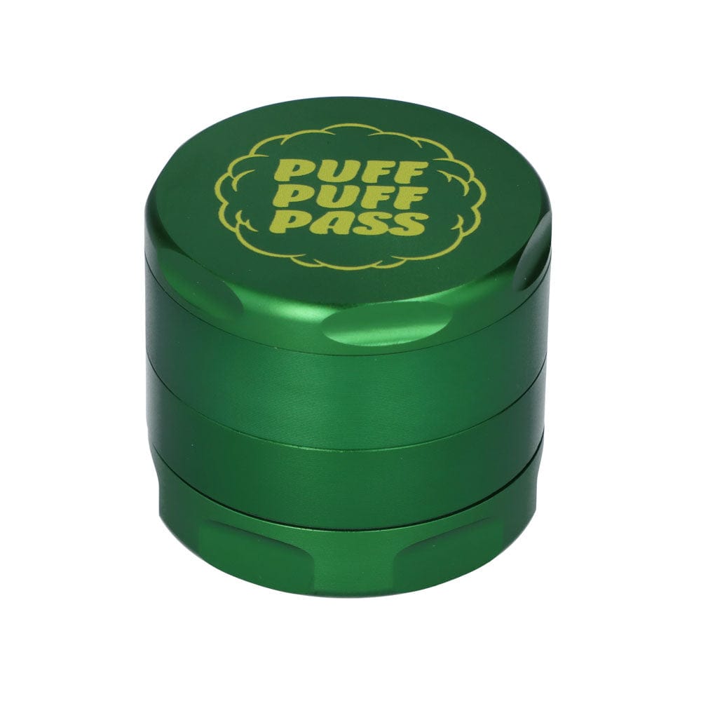 A close-up of the Sour Diesel 55mm 3-Stage Grinder, showing its cylindrical shape and metallic finish.