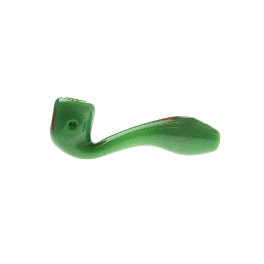 A side view of the 4" Sherlock Hand Pipe, showing the curved bowl and stem in a smooth, green finish.