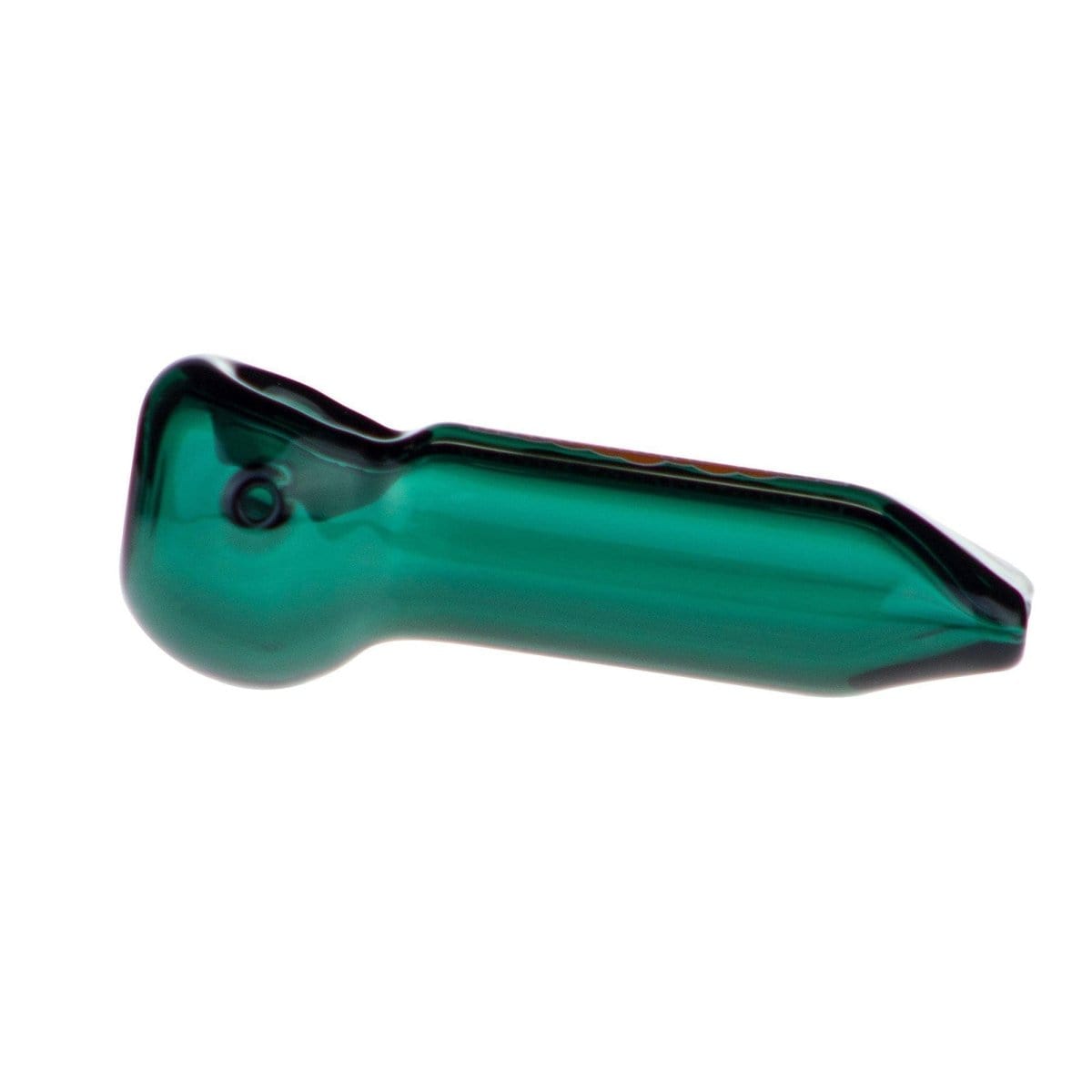 A side view of the 4" Spoon Pipe, showcasing its curved design in a glossy finish.