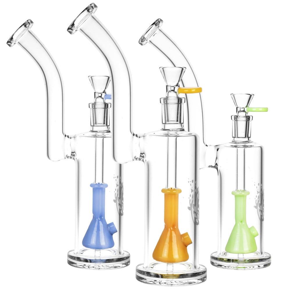 A side-by-side comparison of the Pulsar Beaker Perc Water Pipe in varying colors against a plain white background.
