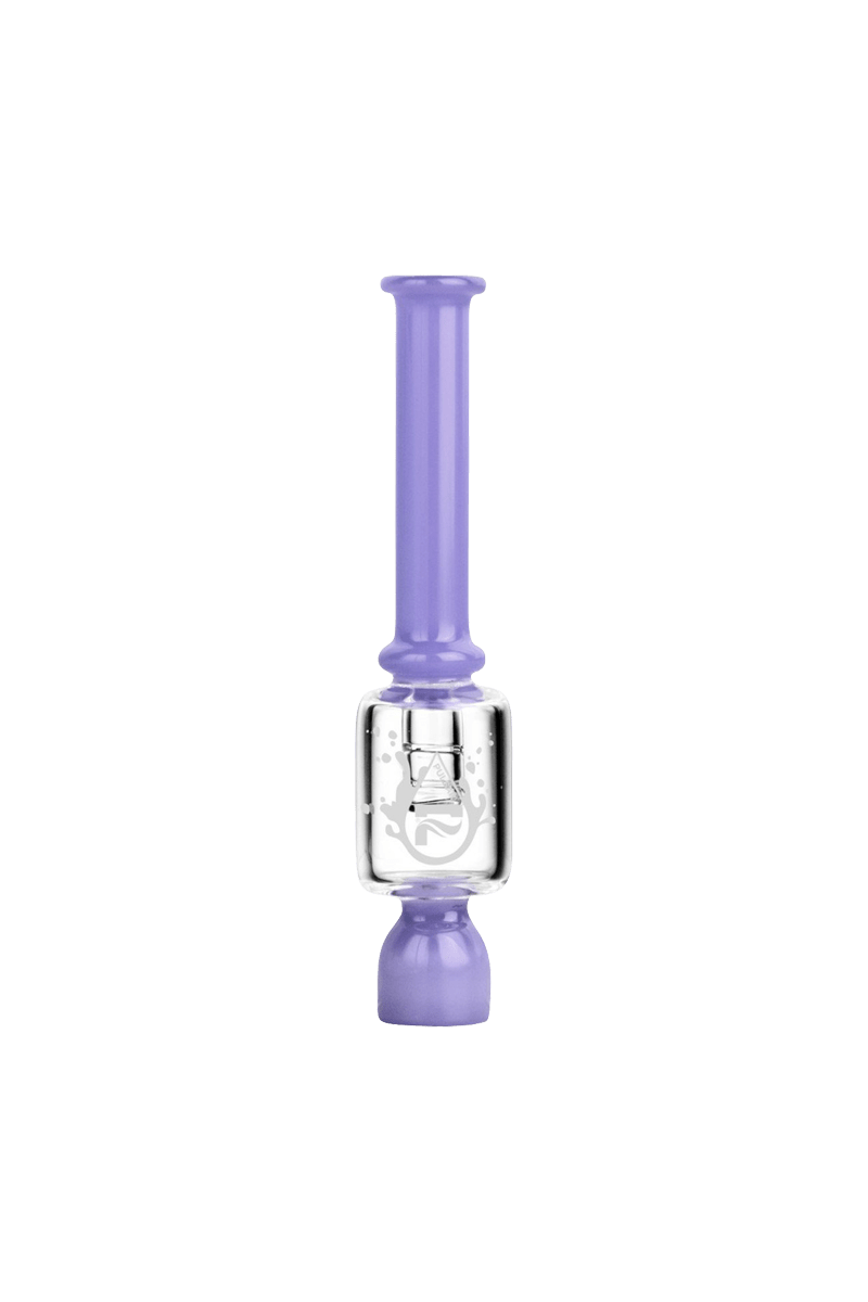 Front view of the Pulsar Ash Catcher One Hitter, a clear glass piece with a simple cylindrical shape.