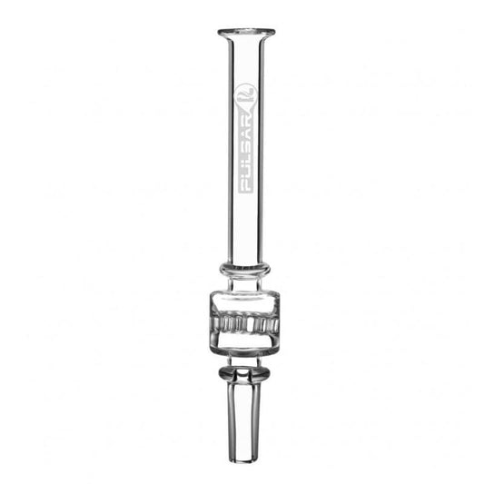 A close-up, angled view of the Pulsar Dab Straw w/ Honeycomb Diffuser, showcasing its slender design and metallic tip.