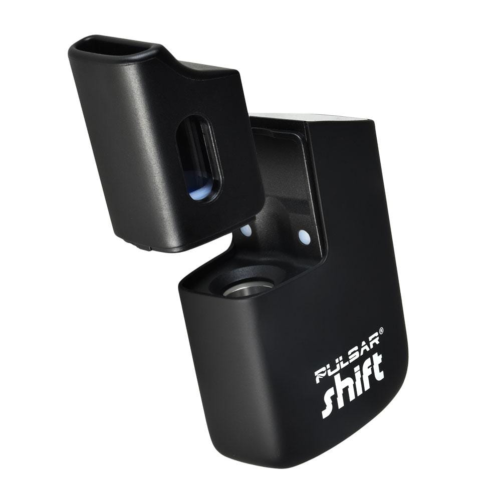 A close-up shot of the black Pulsar Shift Vaporizer mouthpiece, angled slightly upward against a plain white background.