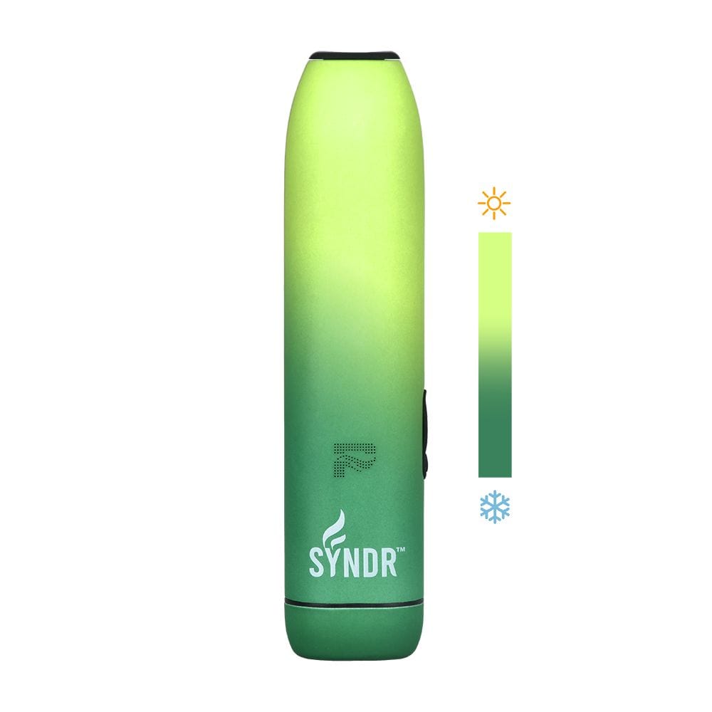 Front view of the Syndr Dry Herb Vaporizer  880mah, showcasing its sleek, pen-like design against a neutral background.