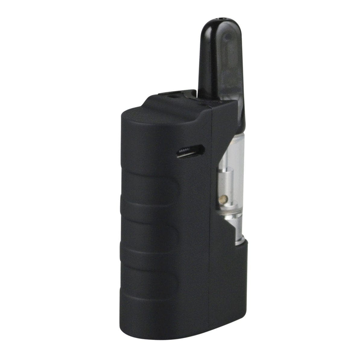A three-quarter view of the Pulsar GIGI Vaporizer in black, highlighting its sleek, handheld design and compact size.
