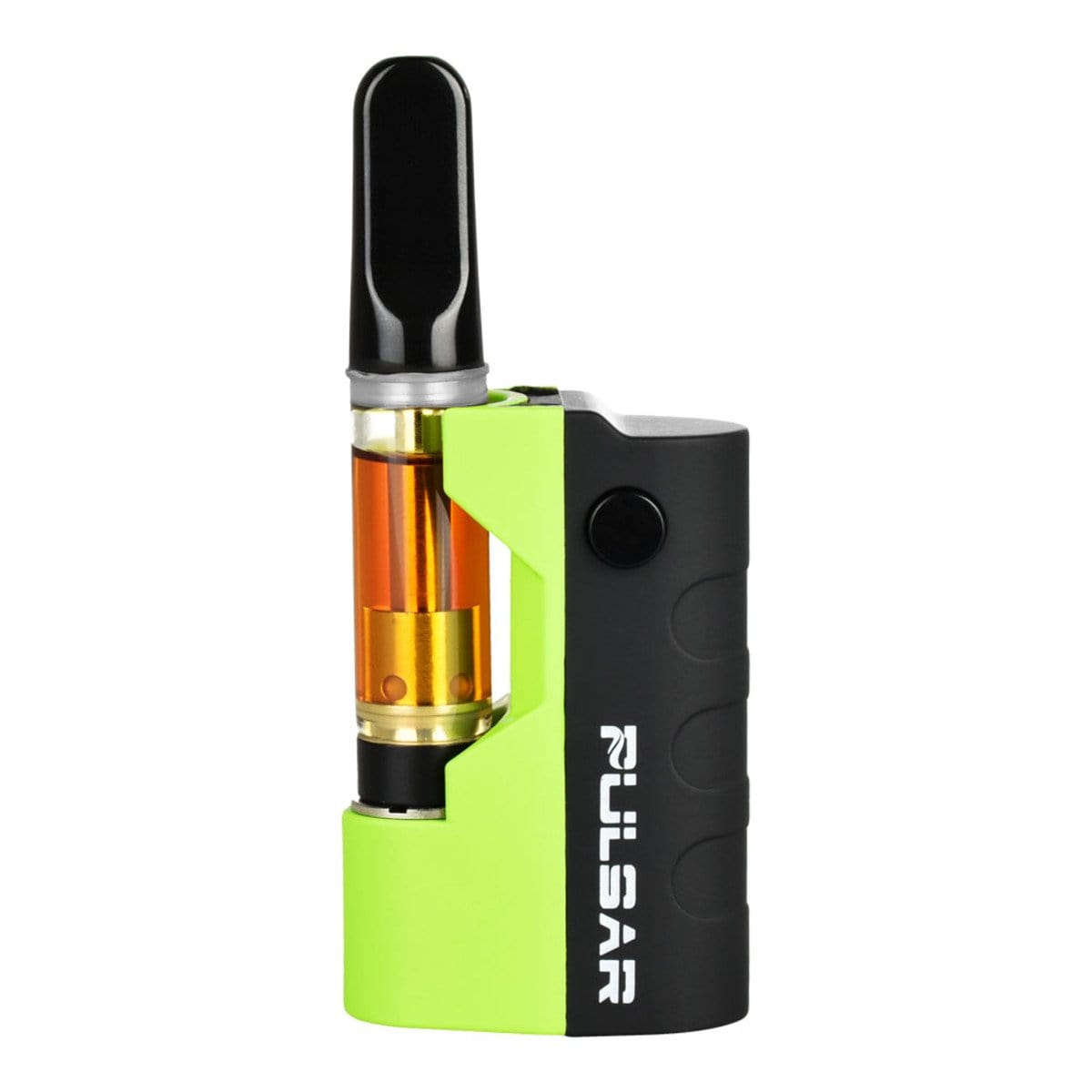 Front view of the Pulsar GIGI Vaporizer, a sleek, silver device with a glass chamber, against a plain white background.