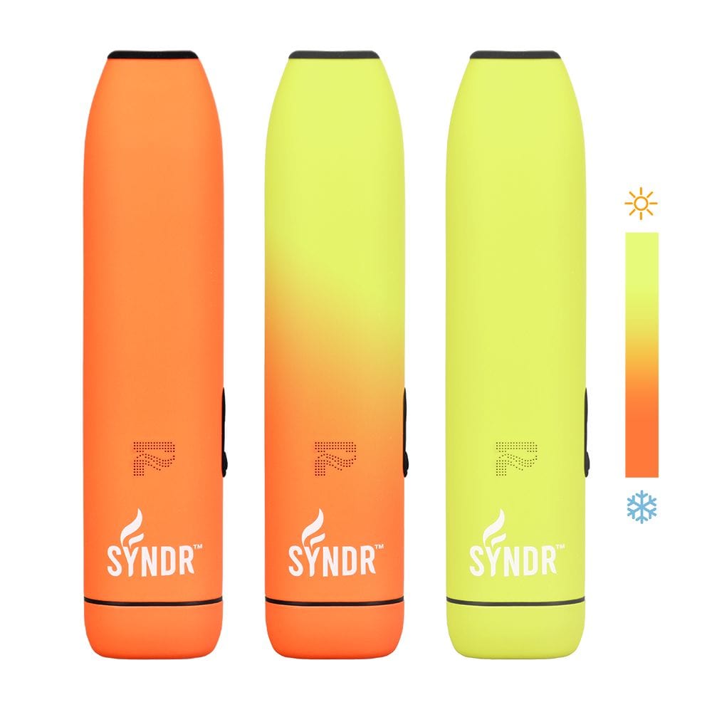Front view of the Syndr Dry Herb Vaporizer  880mah, a silver device against a plain white backdrop.