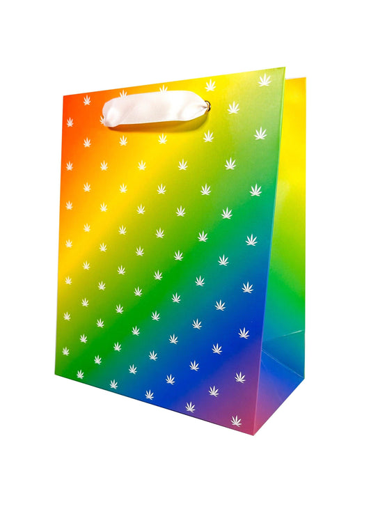 KushKards Gift Bag & Tissue Gift Bag Only Rainbow Pot Leaf Print Gift Bag