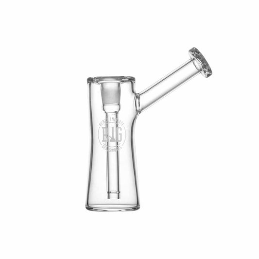 Standing Bubbler presents a clear glass bubbler, photographed from a slightly upward angle against a plain white background.