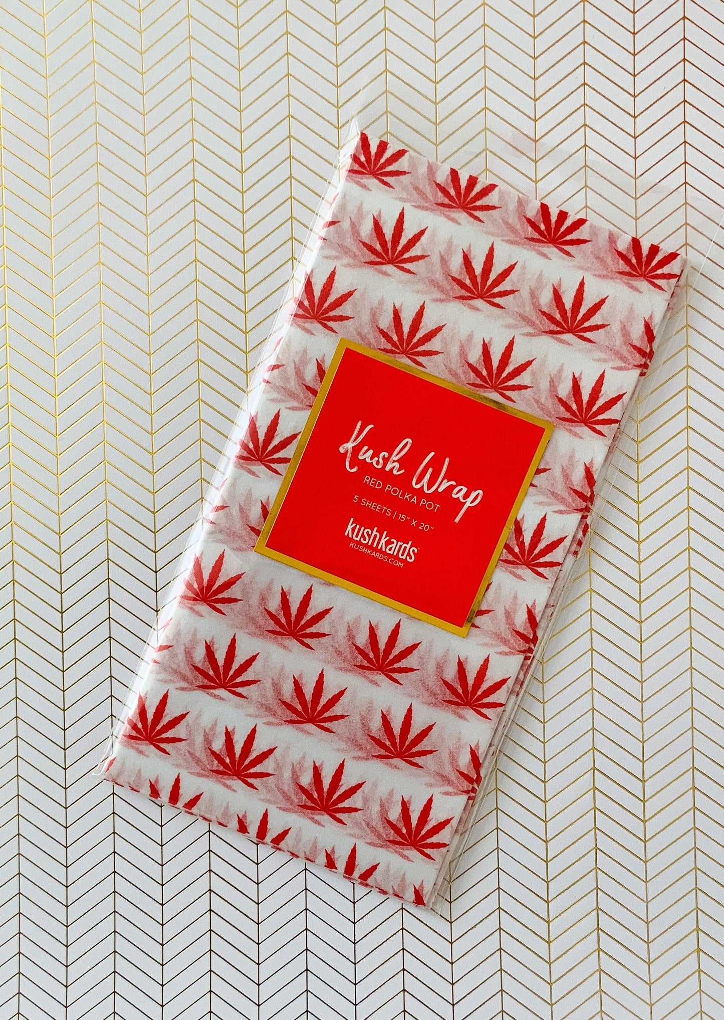 KushKards Gift Bag & Tissue Red & White Pot Leaf Print Gift Bag