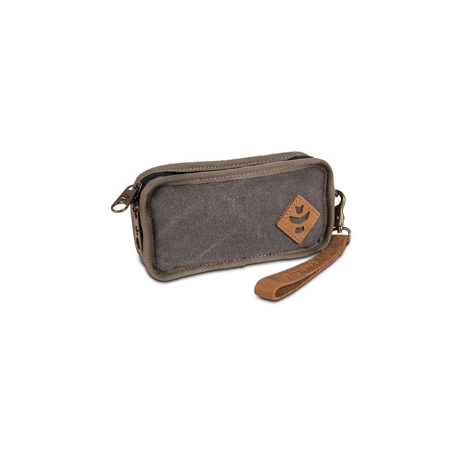 A slightly angled close-up of The Gordito - Smell Proof Padded Pouch, showing its zipped closure and quilted texture.